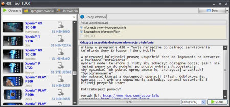 4SE SonyEricsson service USB key  - wygl�d programu 4SE