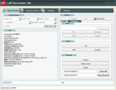 Aktywacja  LGE Tool  - wygl�d programu 4SE