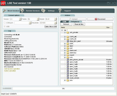Aktywacja  LGE Tool  - wygl�d programu 4SE